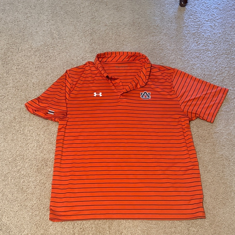 Auburn Tigers 2XL Under Armour Men's Polo in Orange and Navy Stripes